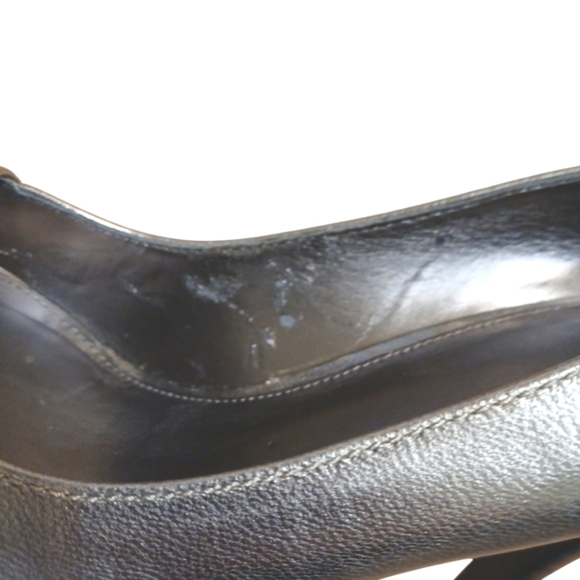 Calvin Klein Caleigh Metallic Leather Peep Toe Pumps Silver Platform Hee… - Picture 11 of 12